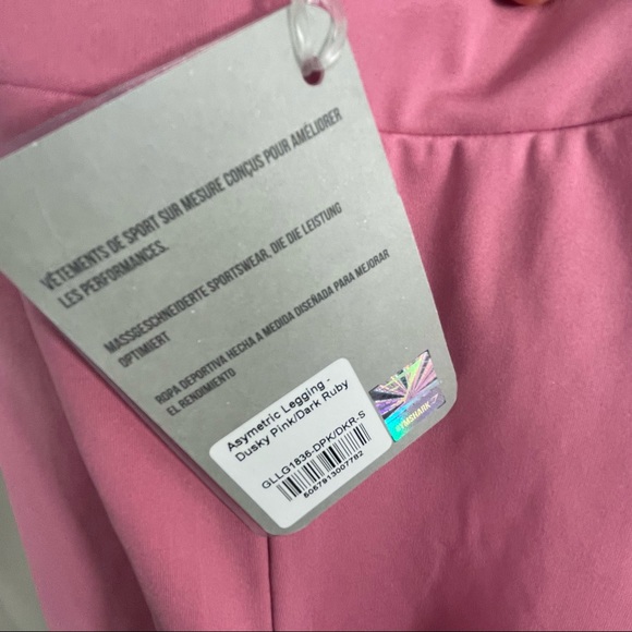 2pc set Gymshark Asymmetric Leggings + crop top - Dusky Pink/dark Ruby - Picture 12 of 13